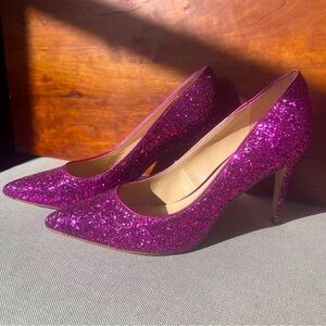 MARC FISHER Mfdarreny Fuschia Glitter Pointed Toe Stilleto Pumps Size 8